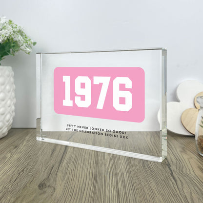 Personalised Year Milestone Giant Crystal Block | Birthday or Anniversary Gift