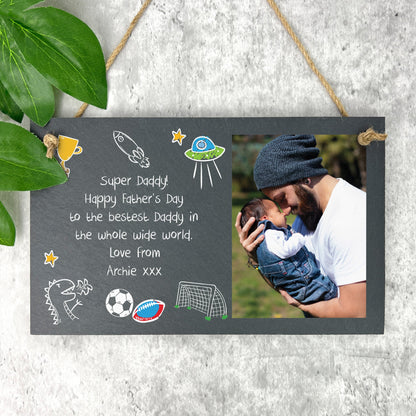 Personalised 'Our Adventures' Photo Slate Hanging Plaque 25 x 15cm