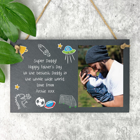 Personalised 'Our Adventures' Photo Slate Hanging Plaque 25 x 15cm