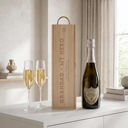 Personalised Wooden Wine & Champagne Box | Retirement, Birthday, Anniversary Gift - The Lovely Keepsake Company