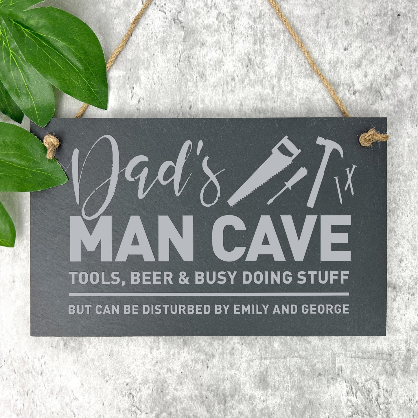 Personalised Tools Dad's Man Cave Slate Hanging Plaque 25 x 15cm