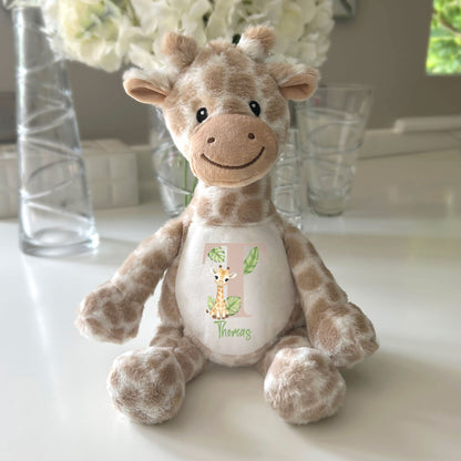 Personalised Alphabet Giraffe Teddy Bear 34cm | New Baby, 1st Birthday or Christening Gift