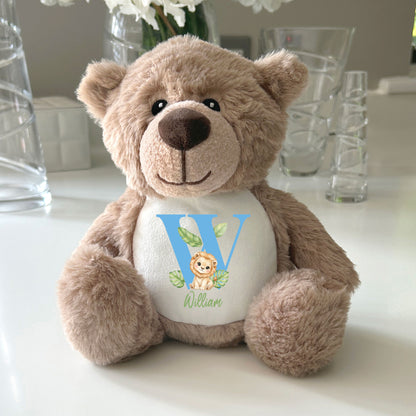 Personalised Animal Alphabet Plush Teddy Bear 25cm | New Baby, Christening & 1st Birthday Gift