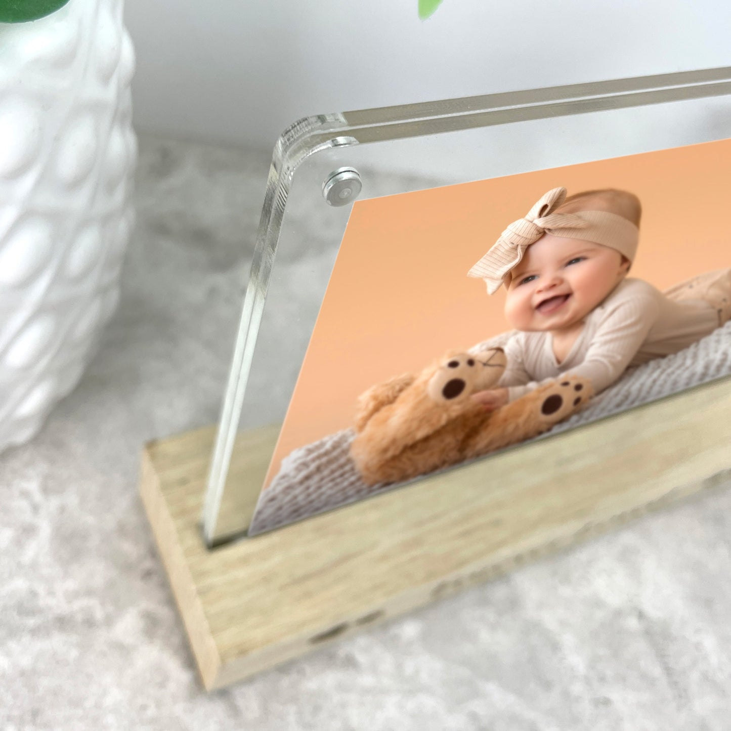 Personalised Jungle New Baby Wooden Base 6x4" Photo Frame