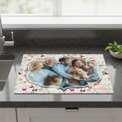 Christmas Photo Upload Large Glass Chopping Board