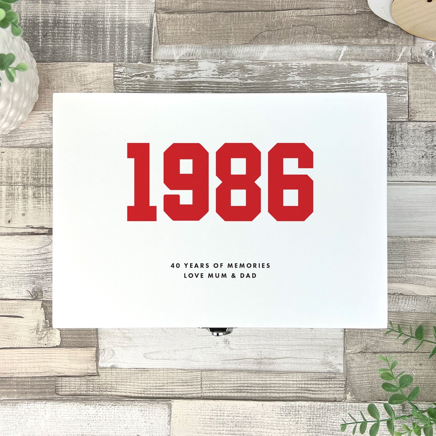 Personalised Year Milestone White Wooden Memory Box | Milestone Birthday or Anniversary Gift