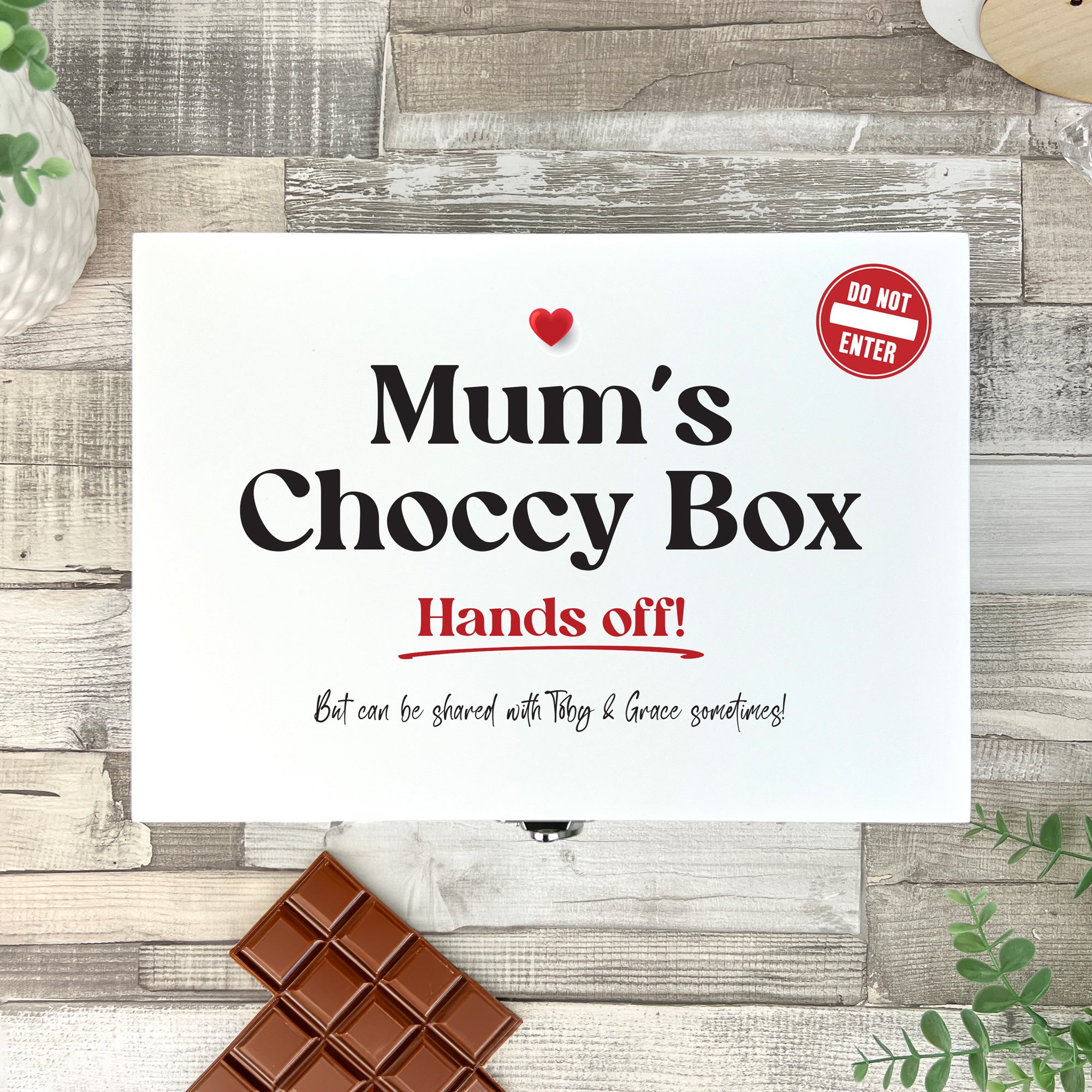 Personalised Snack/Choccy Box White Hamper Box - 3 Sizes (22cm | 27cm | 30cm)