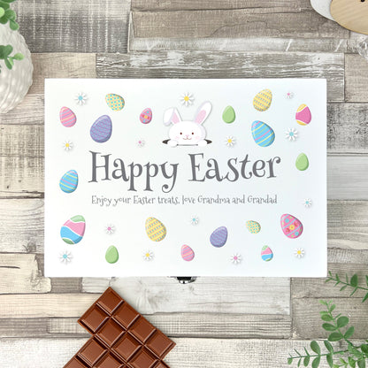 Personalised Pastel Easter Eggs White Hamper Box - 3 Sizes (22cm | 27cm | 30cm)