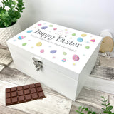 Personalised Pastel Easter Eggs White Hamper Box - 3 Sizes (22cm | 27cm | 30cm)