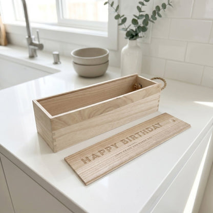 Personalised Wooden Wine & Champagne Box | Retirement, Birthday, Anniversary Gift - The Lovely Keepsake Company