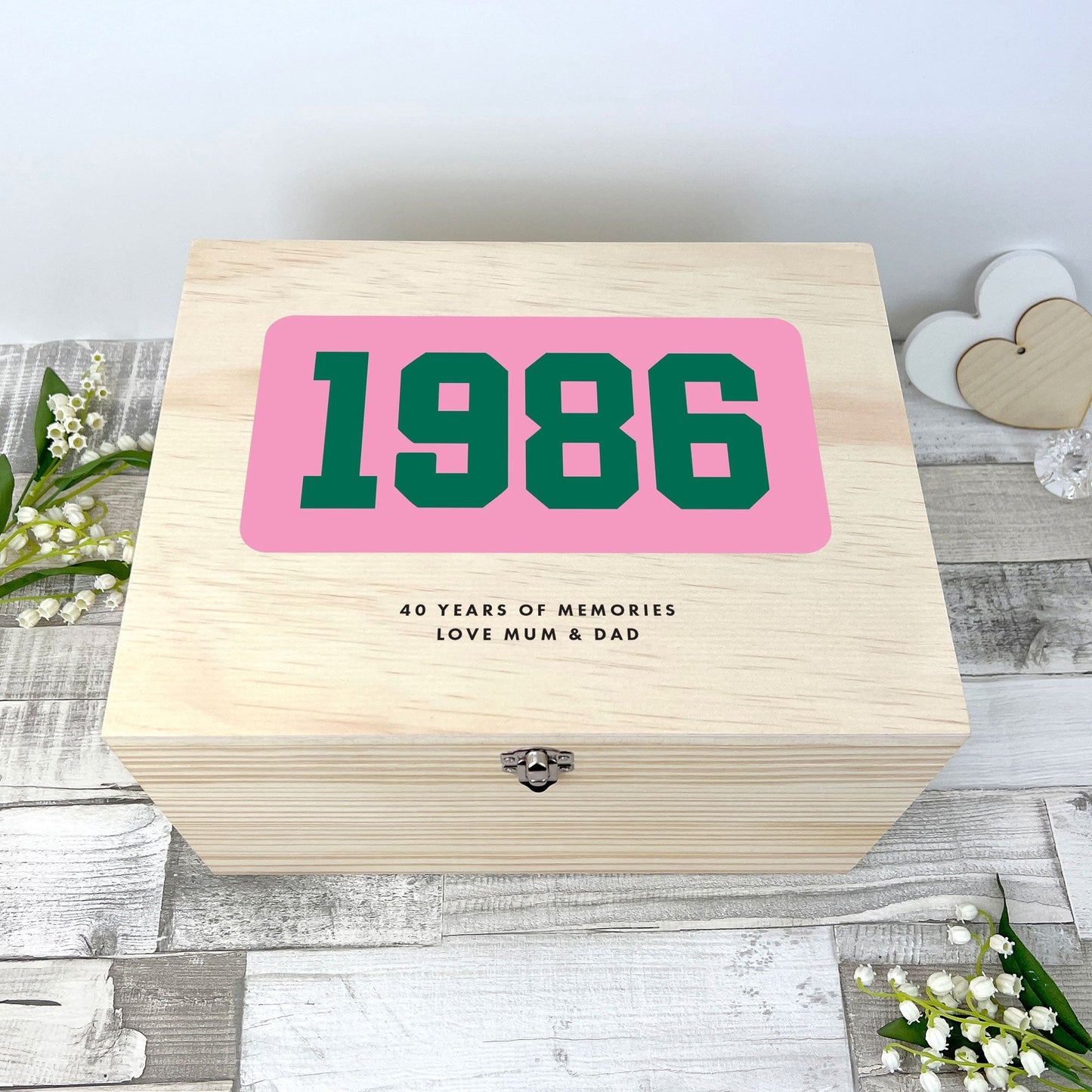 Personalised Year Milestone Wooden Memory Box | Milestone Birthday or Anniversary Gift