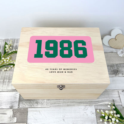 Personalised Year Milestone Wooden Memory Box | Milestone Birthday or Anniversary Gift
