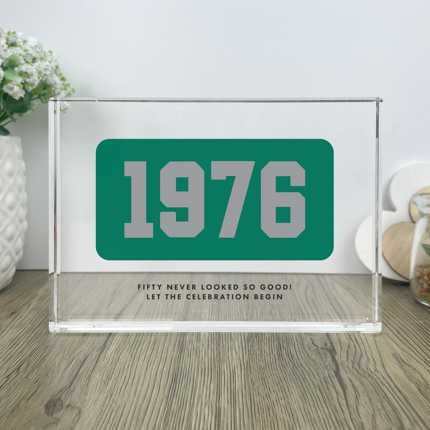 Personalised Year Milestone Giant Crystal Block | Birthday or Anniversary Gift