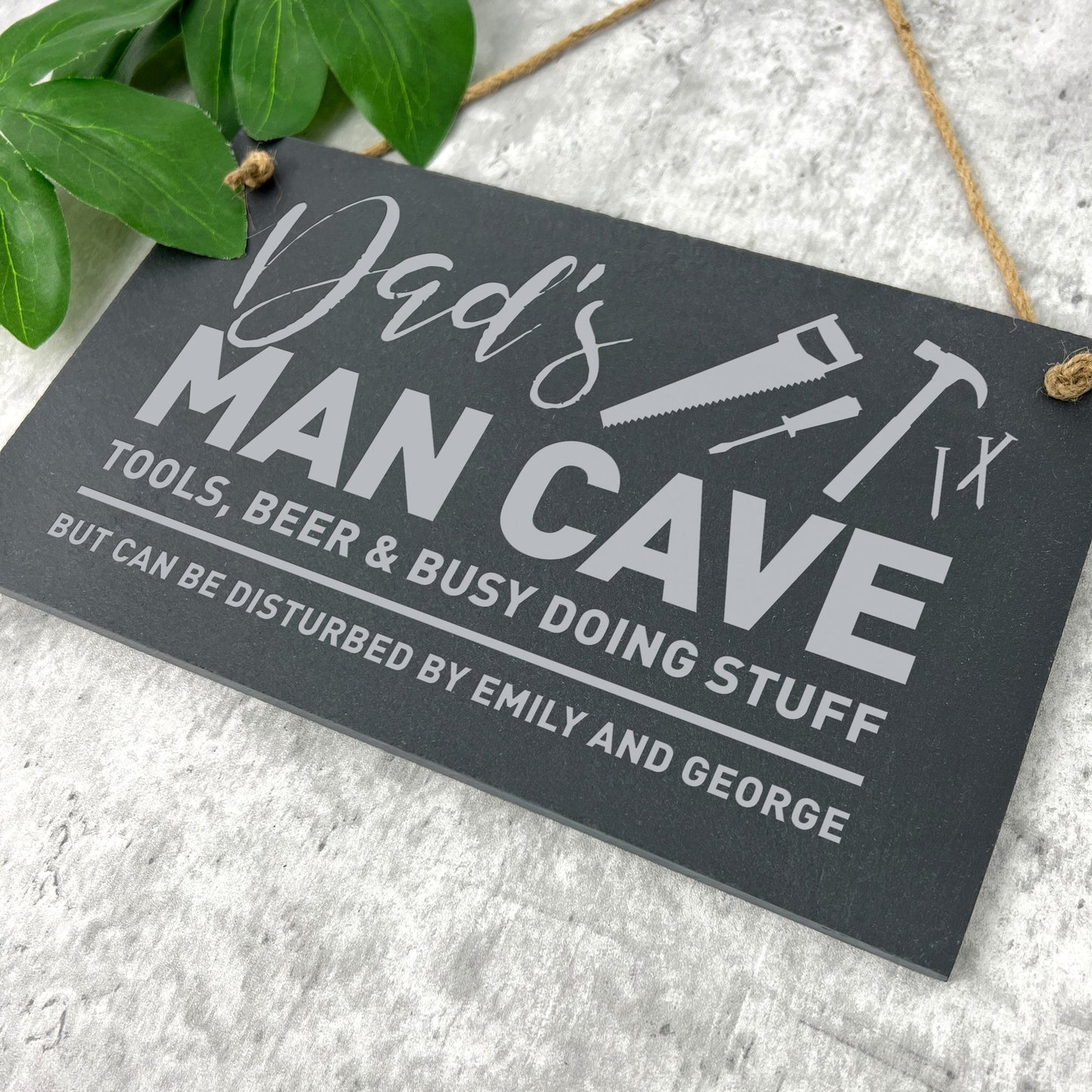 Personalised Tools Dad's Man Cave Slate Hanging Plaque 25 x 15cm