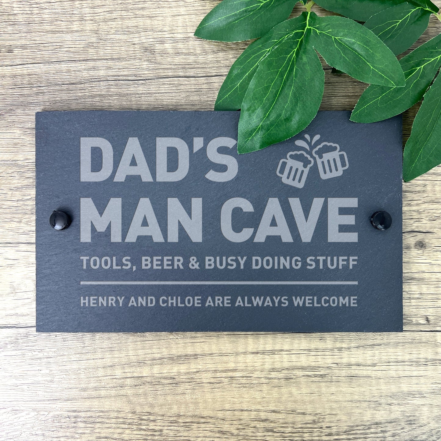 Personalised Dad's Man Cave Slate Wall Sign 25 x 15cm
