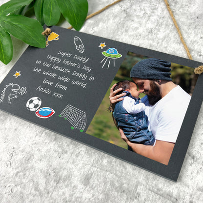 Personalised 'Our Adventures' Photo Slate Hanging Plaque 25 x 15cm