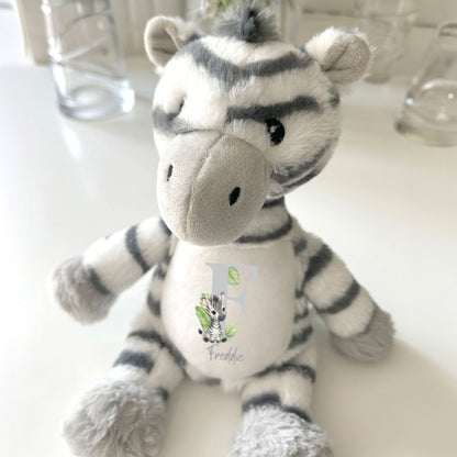 Personalised Alphabet Zebra Teddy Bear 28cm | New Baby, 1st Birthday or Christening Gift