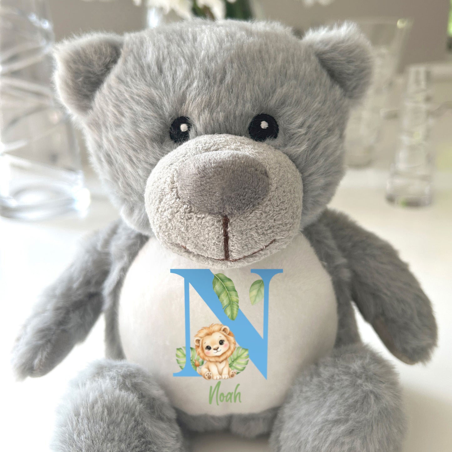 Personalised Animal Alphabet Plush Teddy Bear 25cm | New Baby, Christening & 1st Birthday Gift