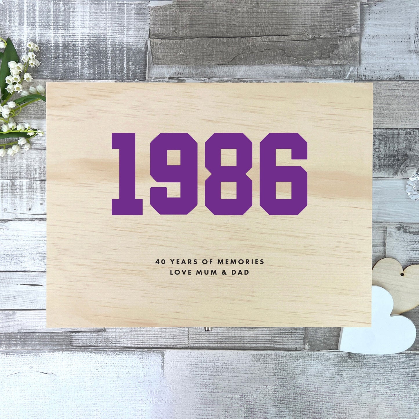 Personalised Year Milestone Wooden Memory Box | Milestone Birthday or Anniversary Gift
