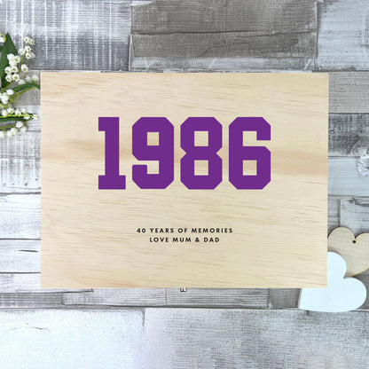 Personalised Year Milestone Wooden Memory Box | Milestone Birthday or Anniversary Gift