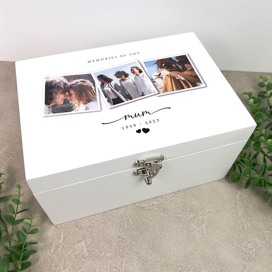 Personalised Memorial Photo White Keepsake Box - 3 Sizes