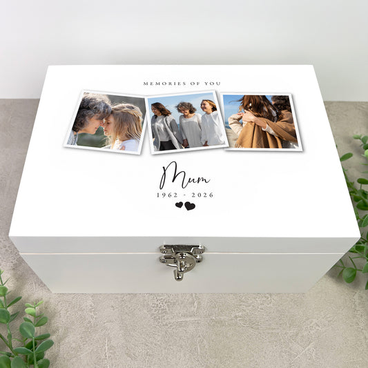 Personalised Memorial Photo White Keepsake Box - 3 Sizes