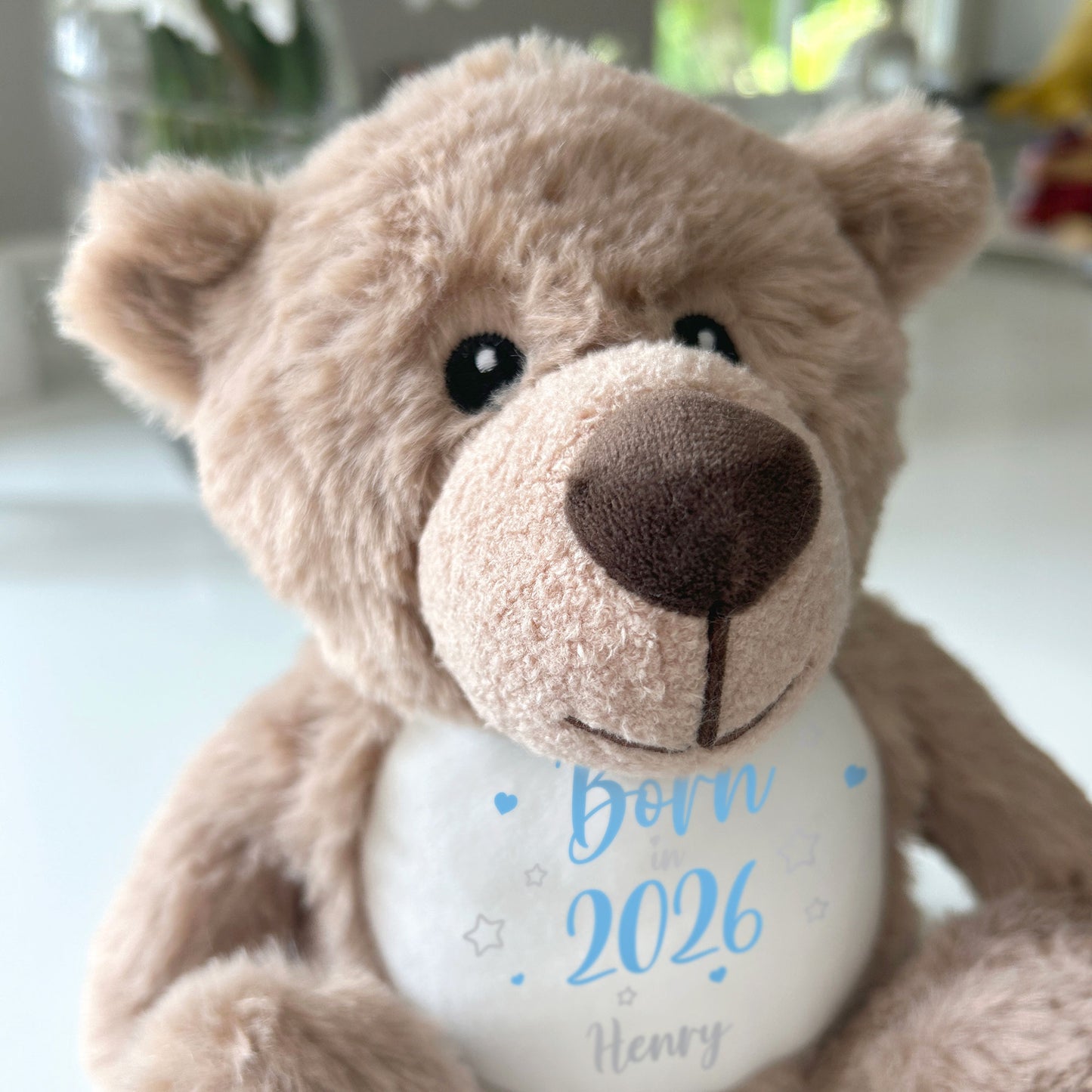 Personalised Born in 2026 Teddy Bear Plush Soft Toy 25cm | New Baby Arrival Gift