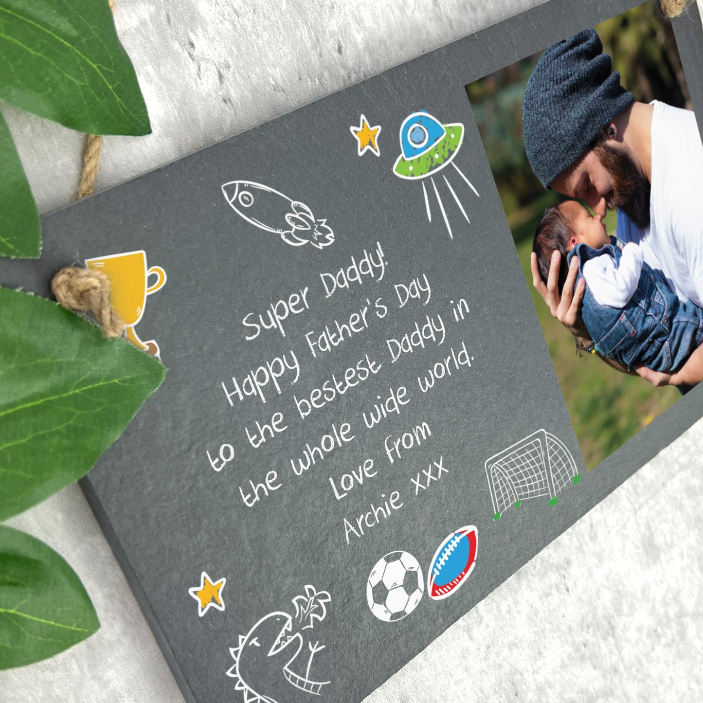 Personalised 'Our Adventures' Photo Slate Hanging Plaque 25 x 15cm