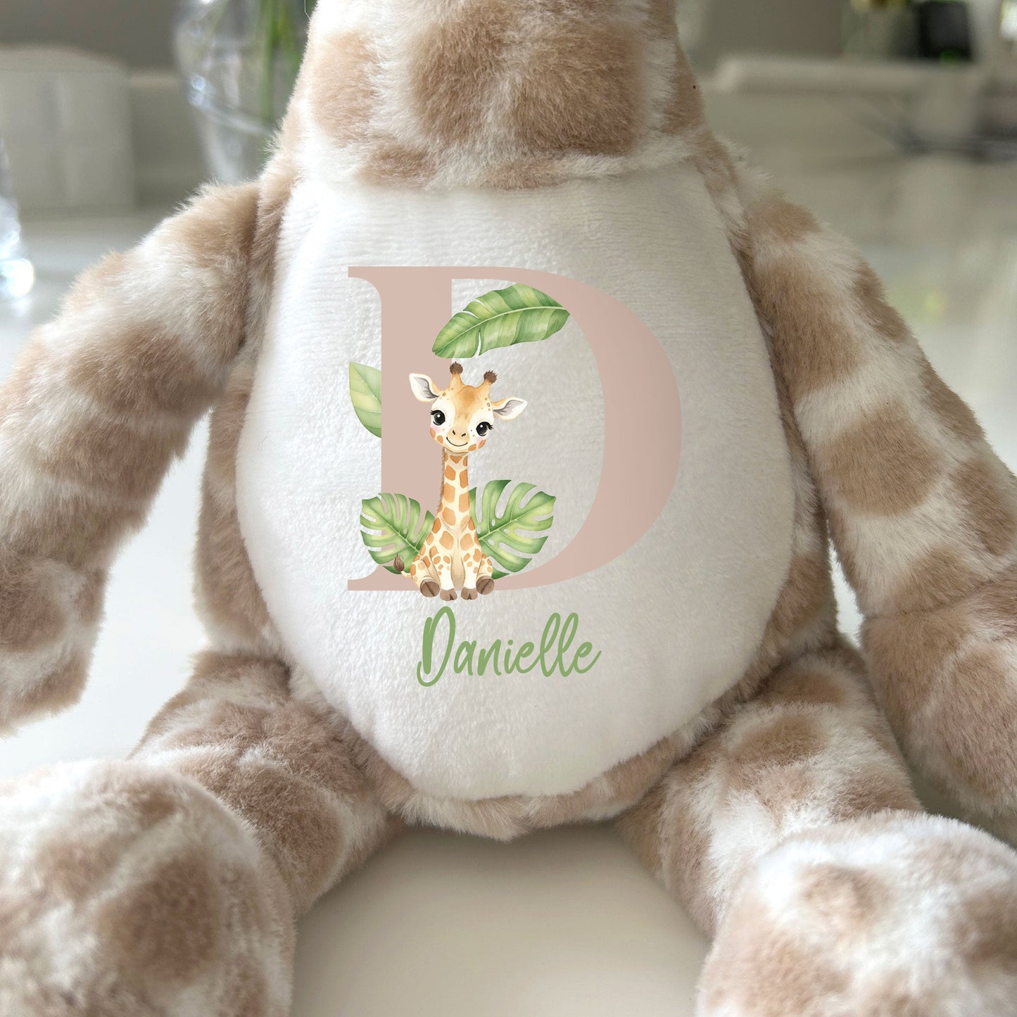 Personalised Alphabet Giraffe Teddy Bear 34cm | New Baby, 1st Birthday or Christening Gift