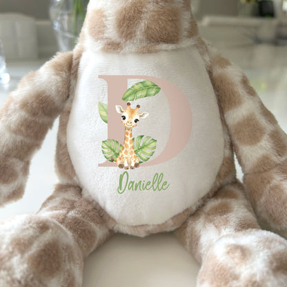 Personalised Alphabet Giraffe Teddy Bear 34cm | New Baby, 1st Birthday or Christening Gift