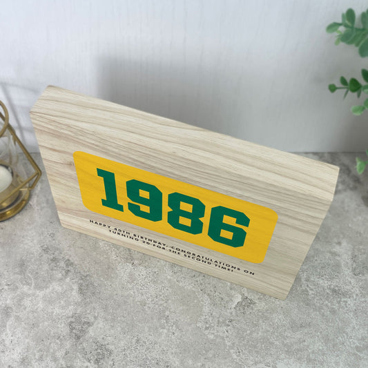 Personalised Year Milestone Giant Wooden Block | Birthday or Anniversary Gift