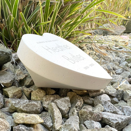 Personalised Modern Engraved Resin Heart Grave Marker