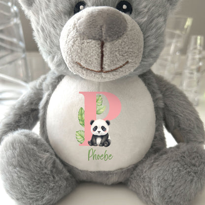 Personalised Animal Alphabet Plush Teddy Bear 25cm | New Baby, Christening & 1st Birthday Gift