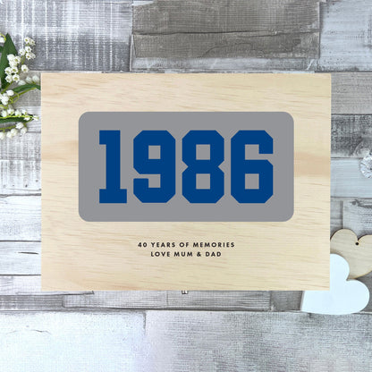 Personalised Year Milestone Wooden Memory Box | Milestone Birthday or Anniversary Gift