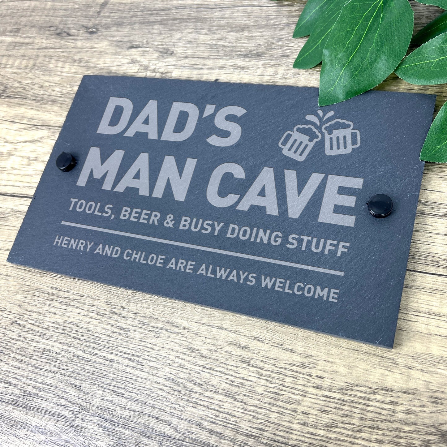 Personalised Dad's Man Cave Slate Wall Sign 25 x 15cm