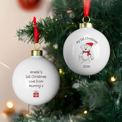 Personalised My 1st Xmas Teddy Bear Bauble