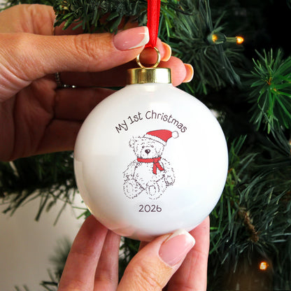 Personalised My 1st Xmas Teddy Bear Bauble