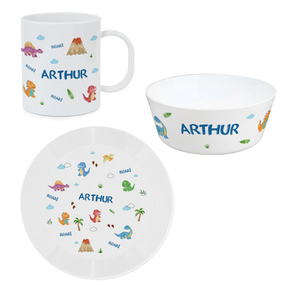 Personalised Dinosaur Plastic Breakfast Set