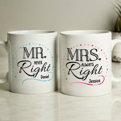 Personalised Mr & Mrs Right Mug Set