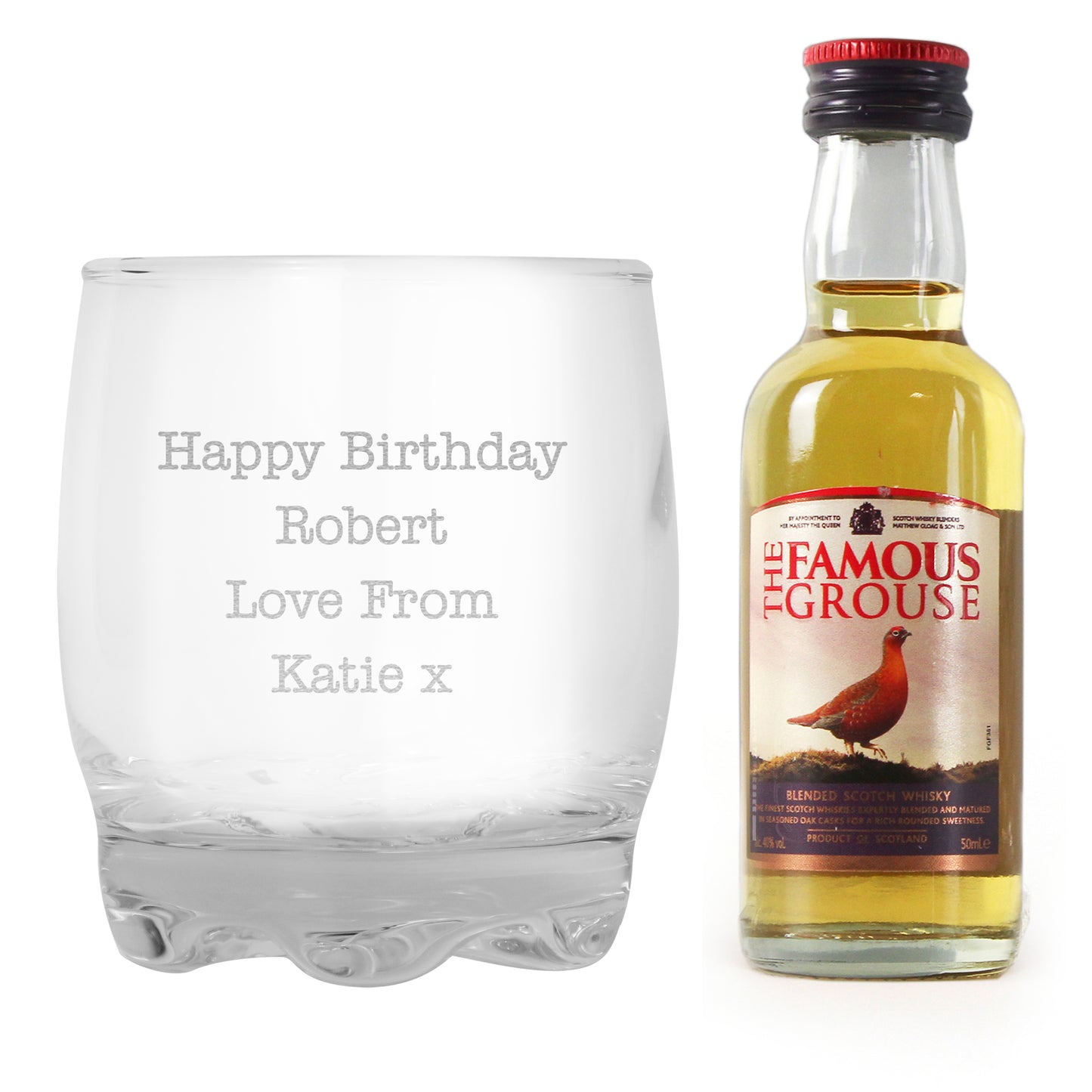 Personalised Free Text Tumbler and Grouse Miniature Set