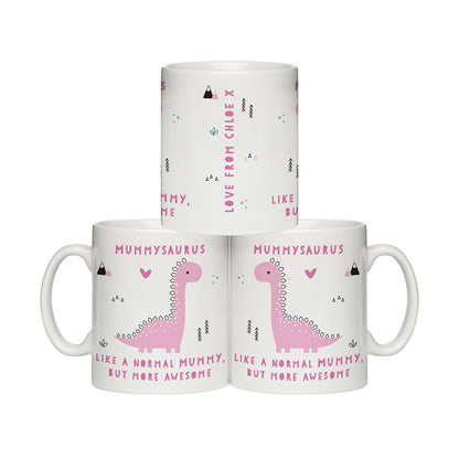 Personalised More Awesome Pink Dinosaur Mug