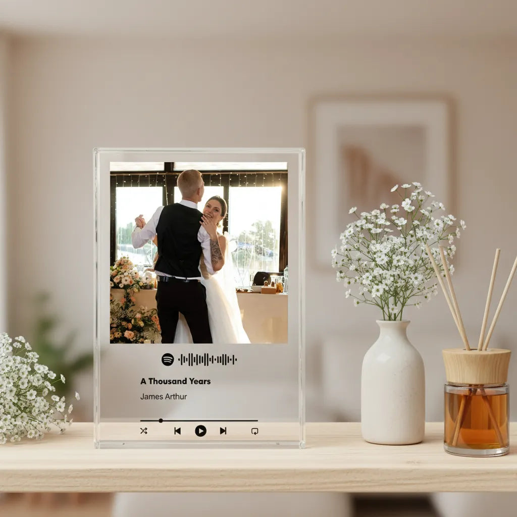 Personalised Freestanding Our Song Photo Giant Crystal Block (19.5cm x 14cm)