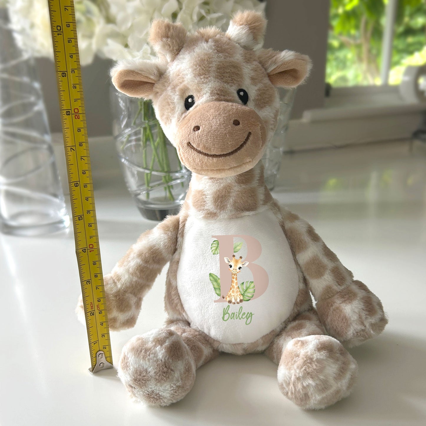 Personalised Alphabet Giraffe Teddy Bear 34cm | New Baby, 1st Birthday or Christening Gift