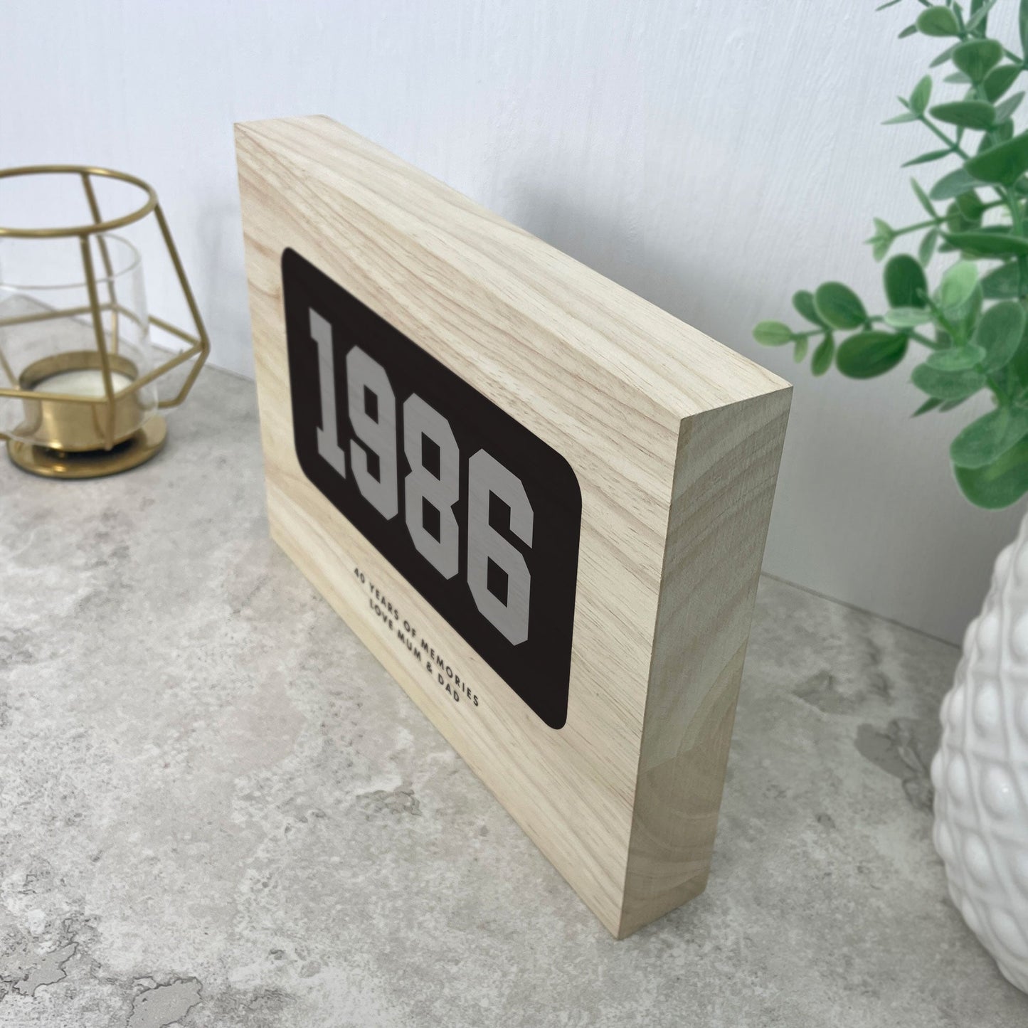 Personalised Year Milestone Giant Wooden Block | Birthday or Anniversary Gift
