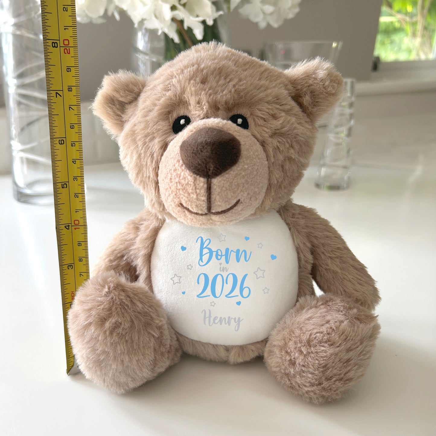 Personalised Born in 2026 Teddy Bear Plush Soft Toy 25cm | New Baby Arrival Gift