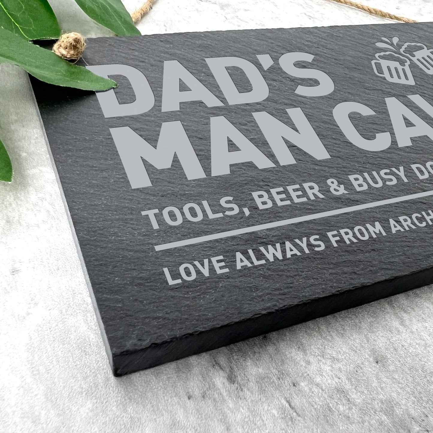 Personalised Dad's Man Cave Slate Hanging Plaque 25 x 15cm