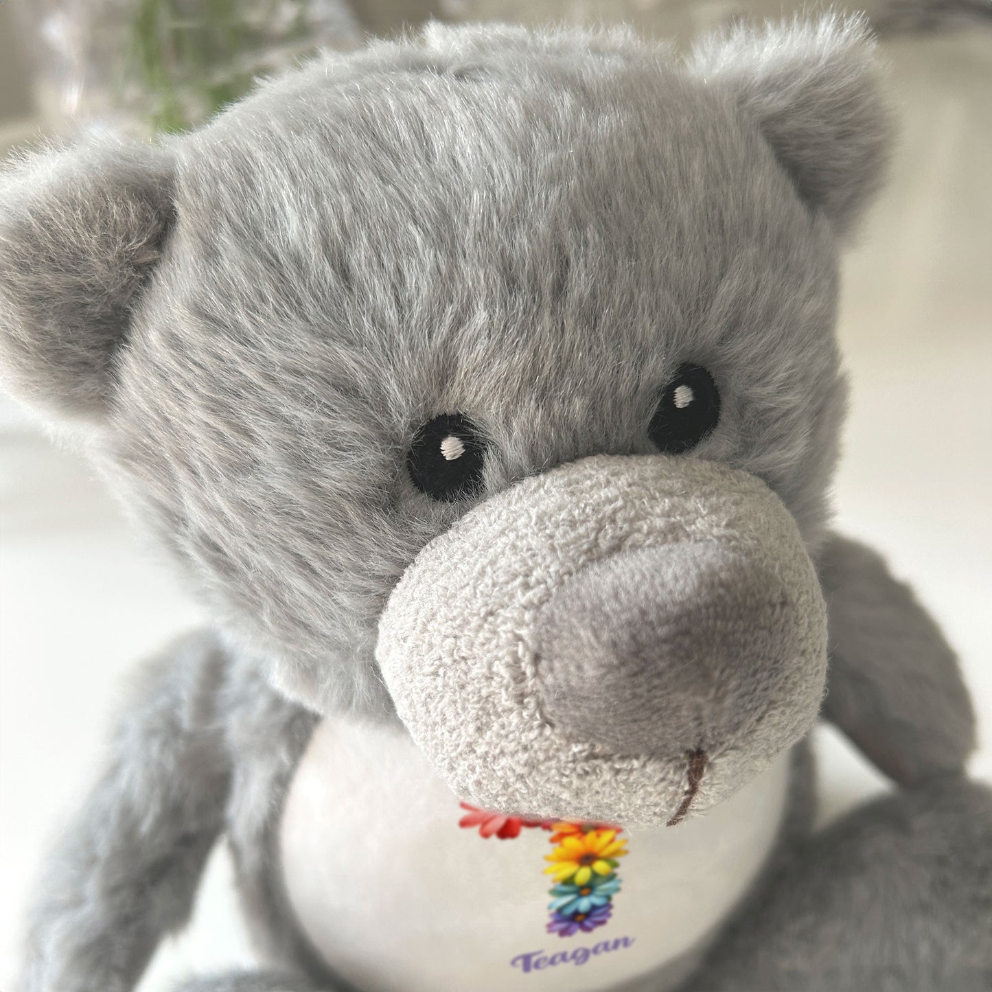 Personalised Flower Alphabet Plush Teddy Bear 25cm | New Baby, Christening & 1st Birthday Gift
