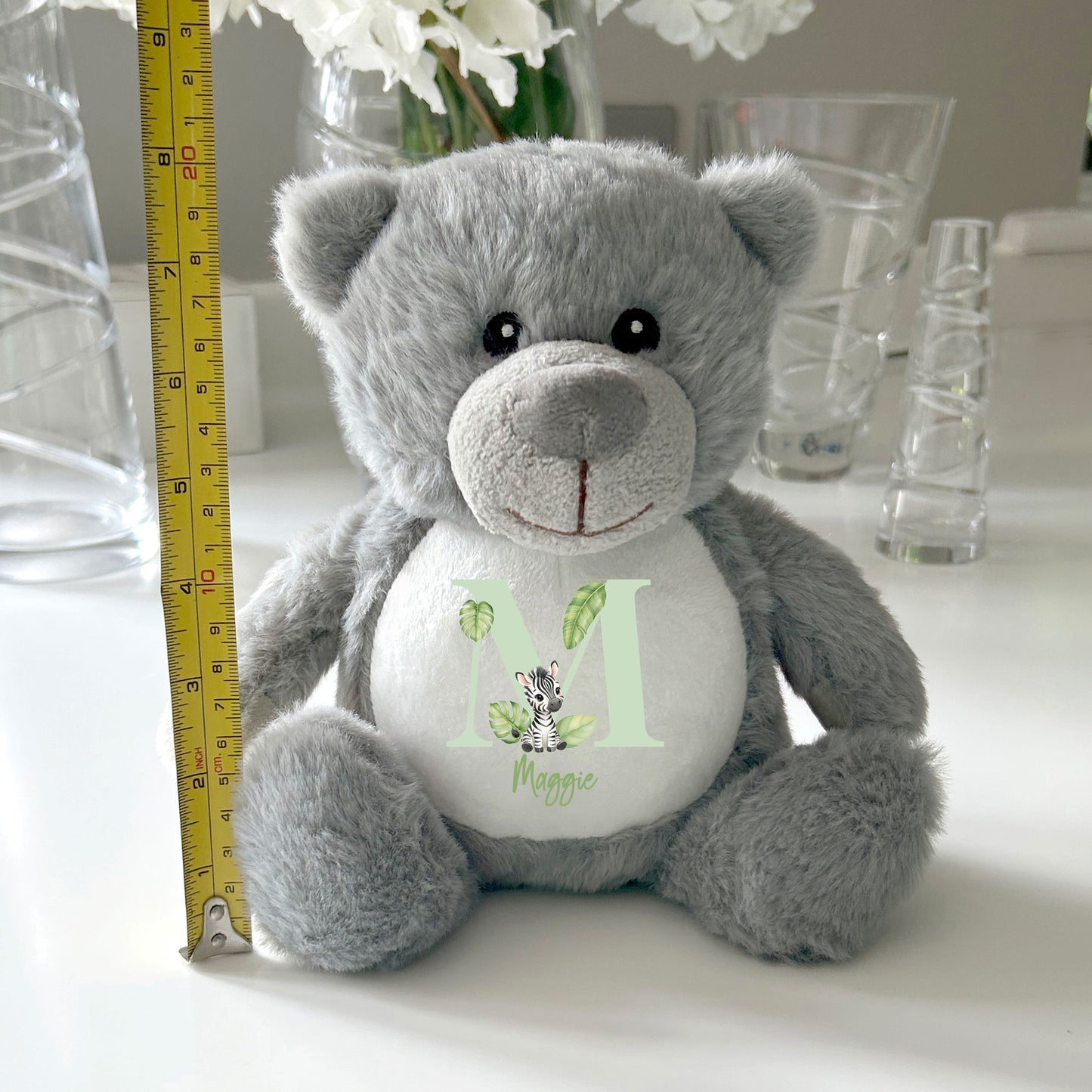 Personalised Animal Alphabet Plush Teddy Bear 25cm | New Baby, Christening & 1st Birthday Gift