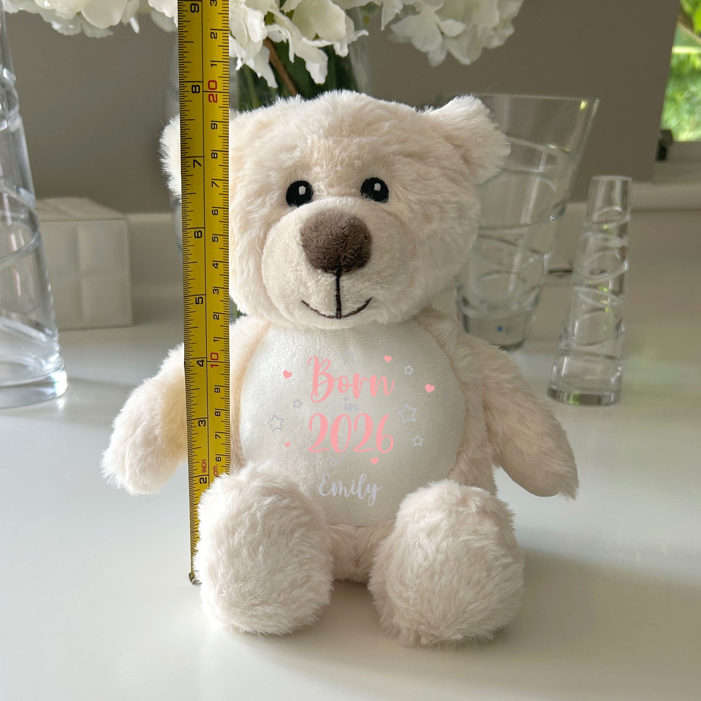 Personalised Born in 2026 Teddy Bear Plush Soft Toy 25cm | New Baby Arrival Gift
