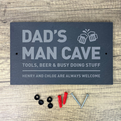 Personalised Dad's Man Cave Slate Wall Sign 25 x 15cm